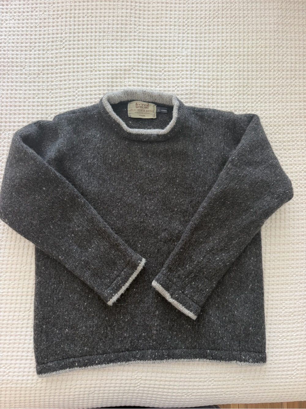 Aran Sweater Market Charcoal Crewneck Wool Cashmere Sweater - Made in Ireland!